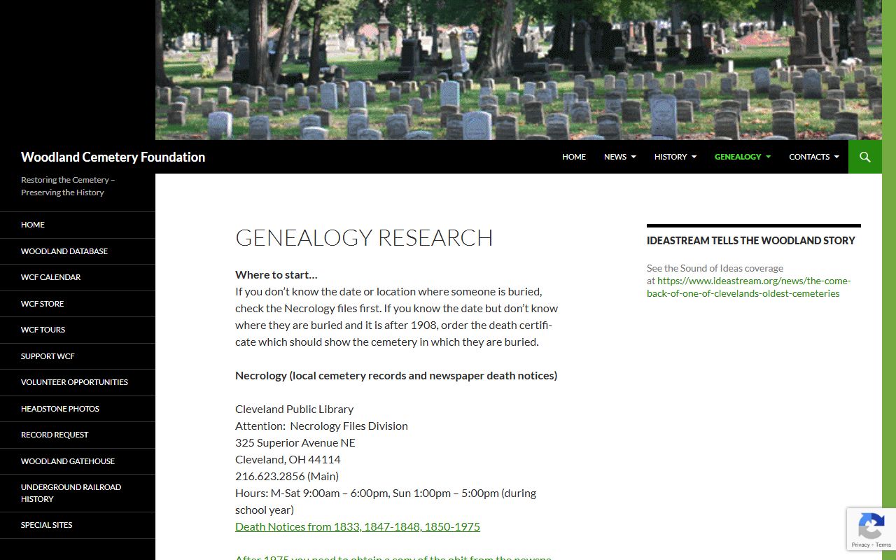 Cuyahoga County Archives genealogy research page for historical death records