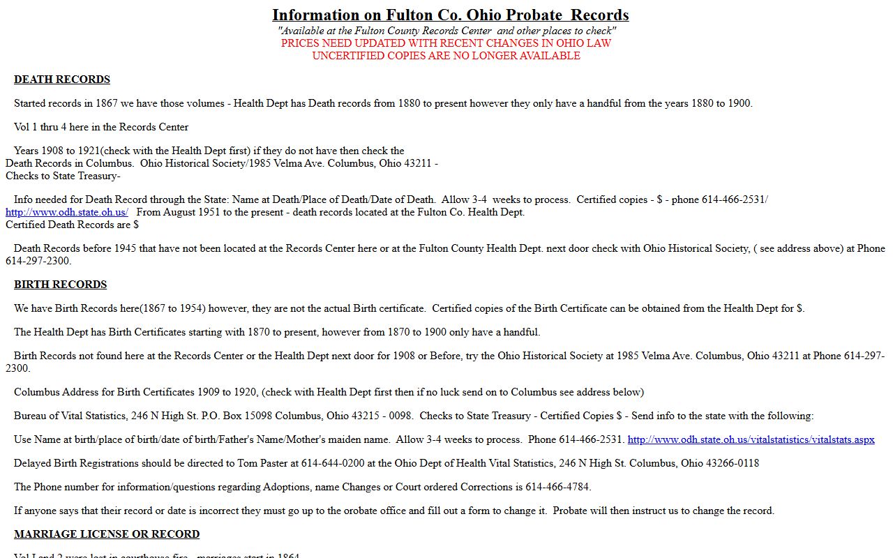 Fulton County Probate Records page for historical death records