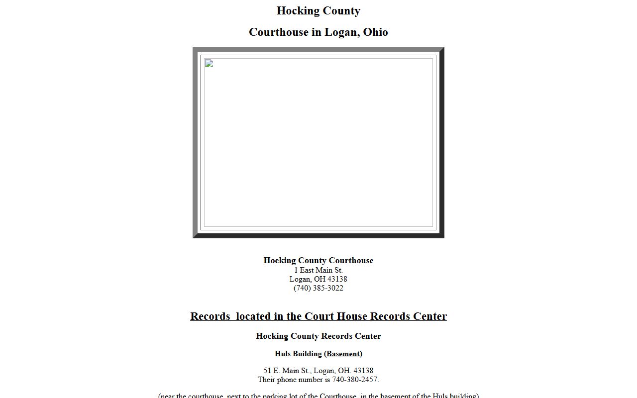 Hocking County death records courthouse records page