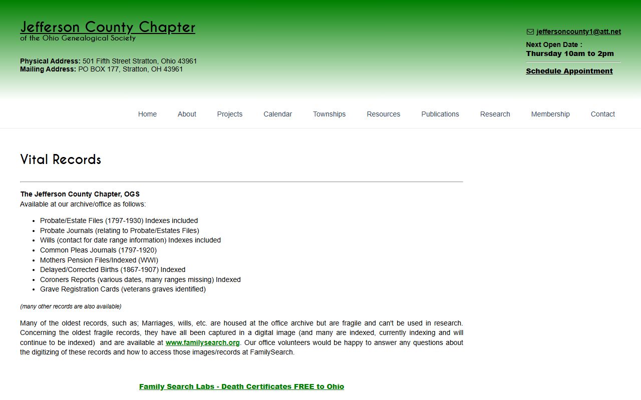 Jefferson County records hub for vital records resources