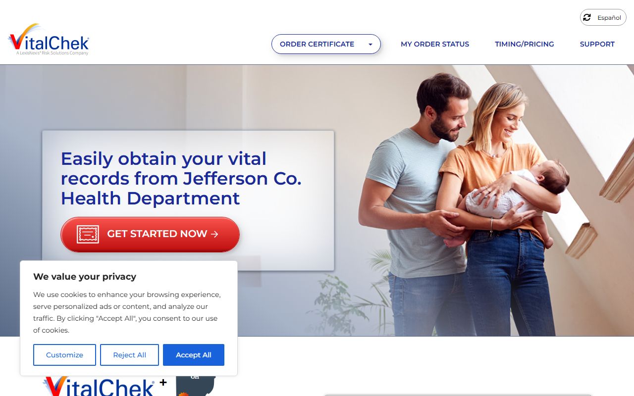 VitalChek ordering portal for Jefferson County death records