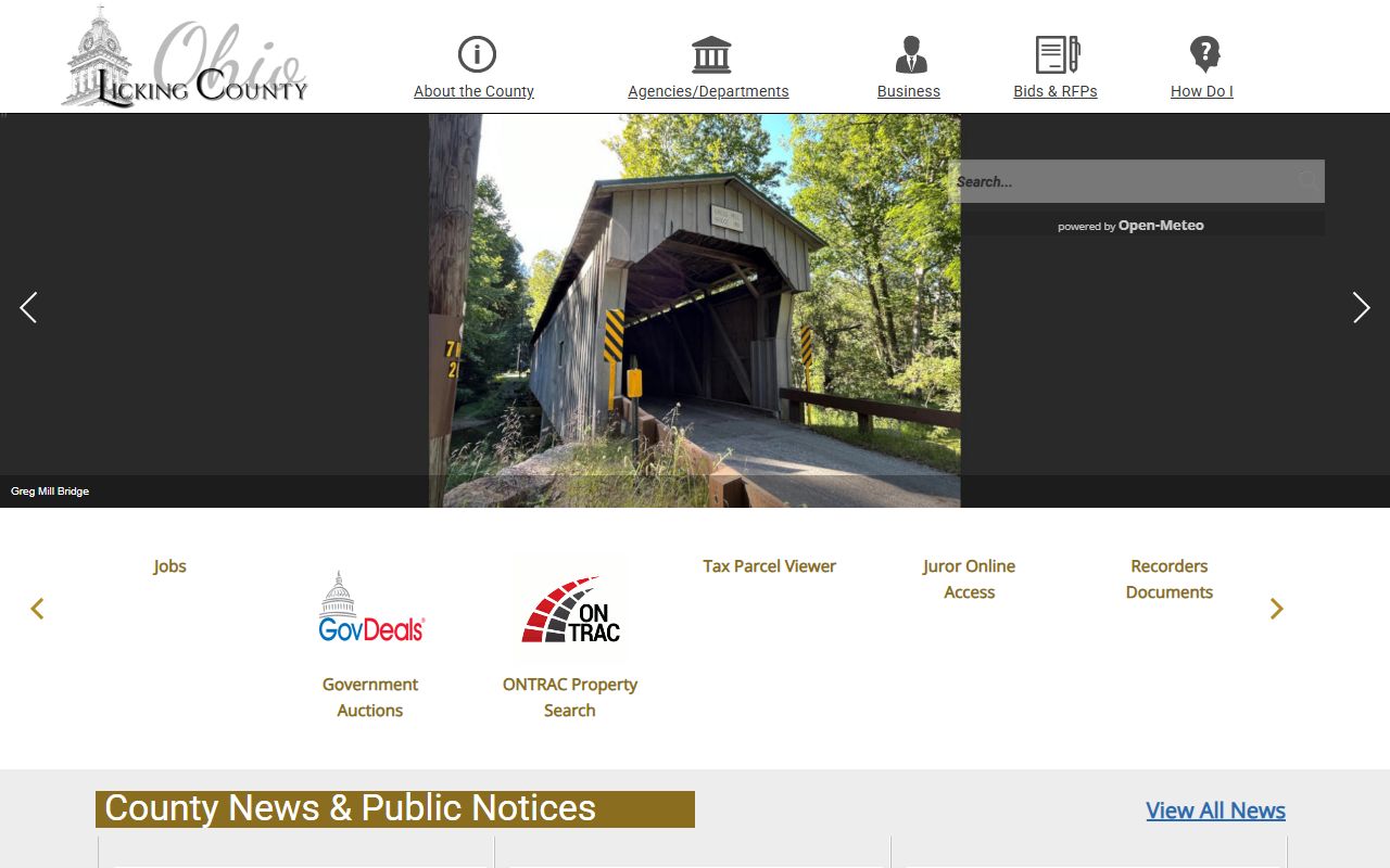 Licking County government website with vital records information