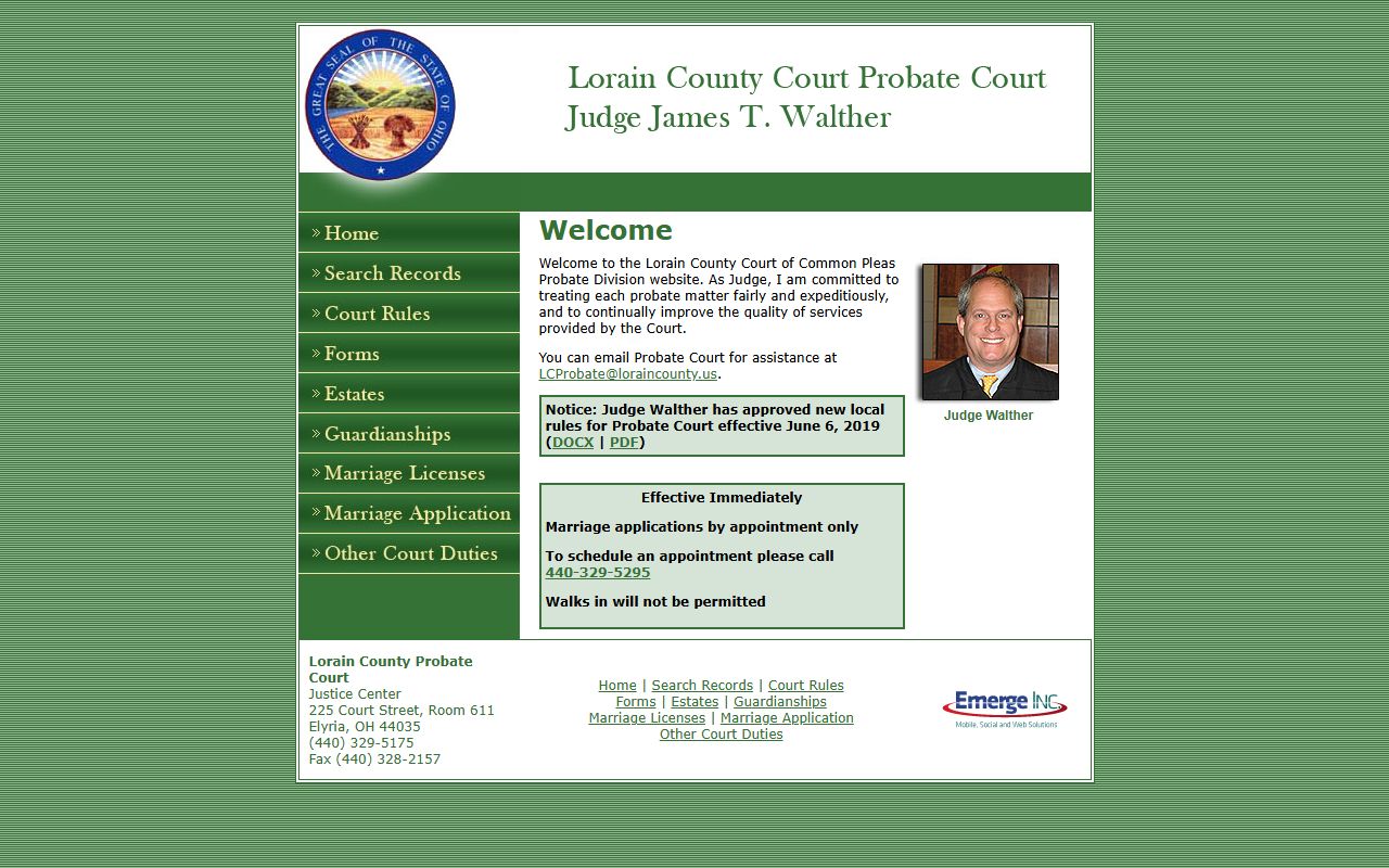 Lorain County Probate Court website for historical death records