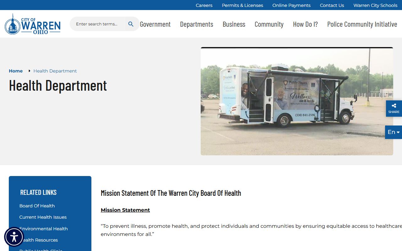 Warren City Health Department website for Mahoning County area death records