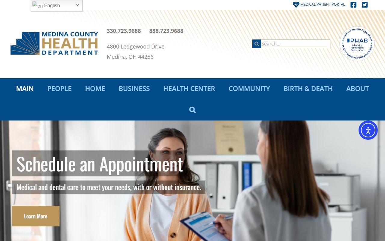 Medina County Health Department website for death records