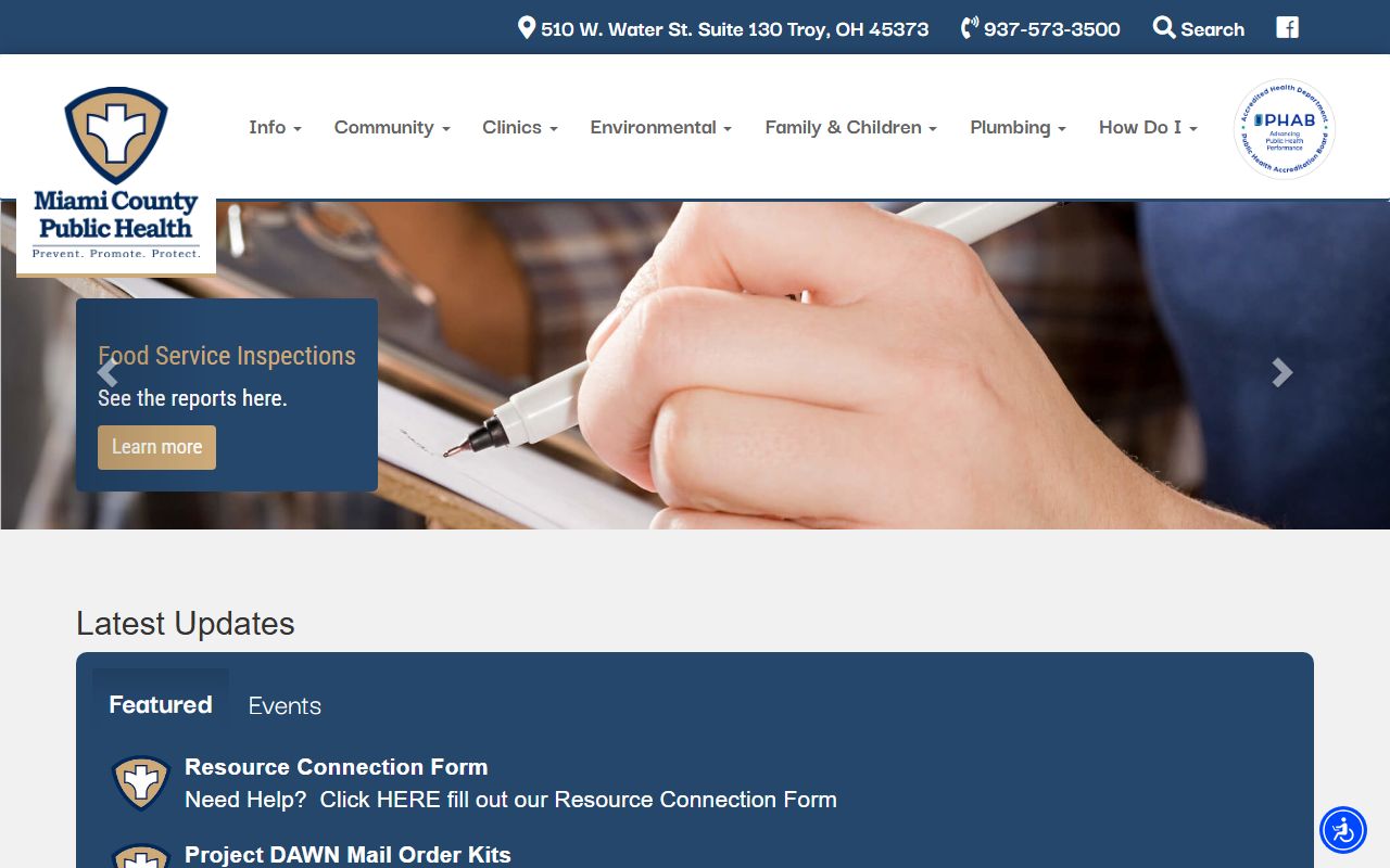 Miami County Public Health website for death records