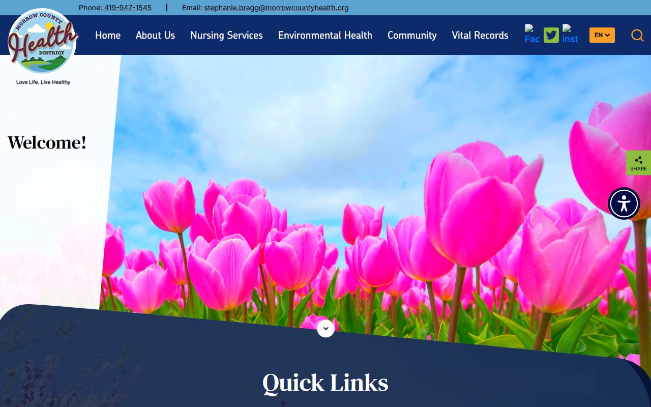 Morrow County Health District website for death records