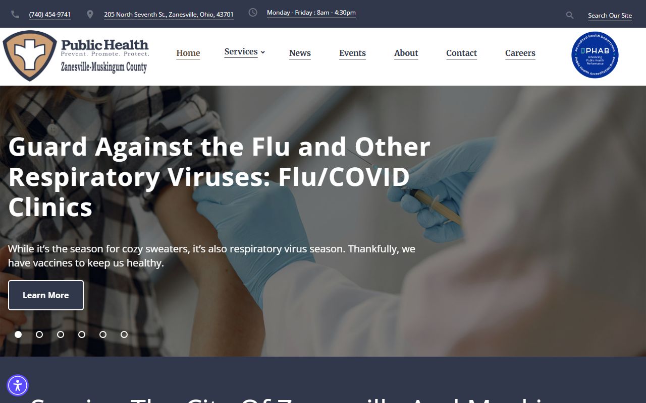 Zanesville-Muskingum County Health Department website for death records