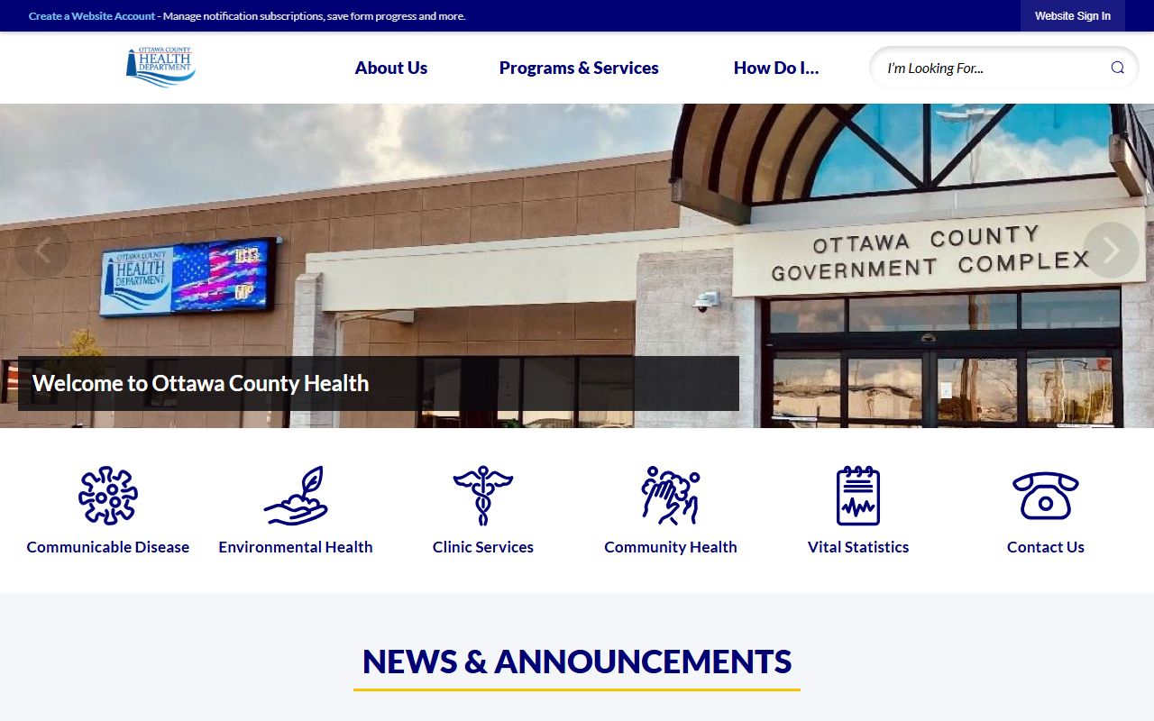 Ottawa County Health Department website for death records