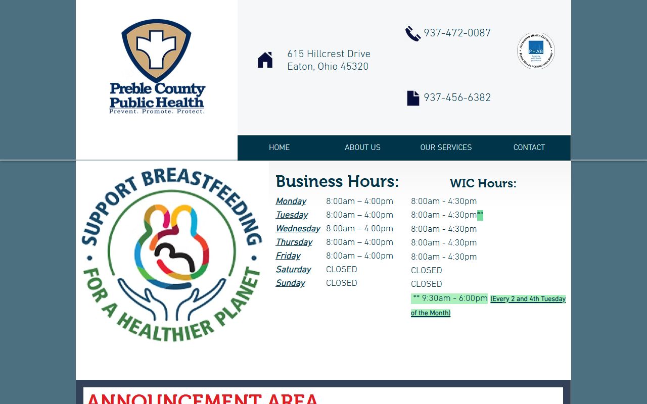 Preble County General Health District website for death records