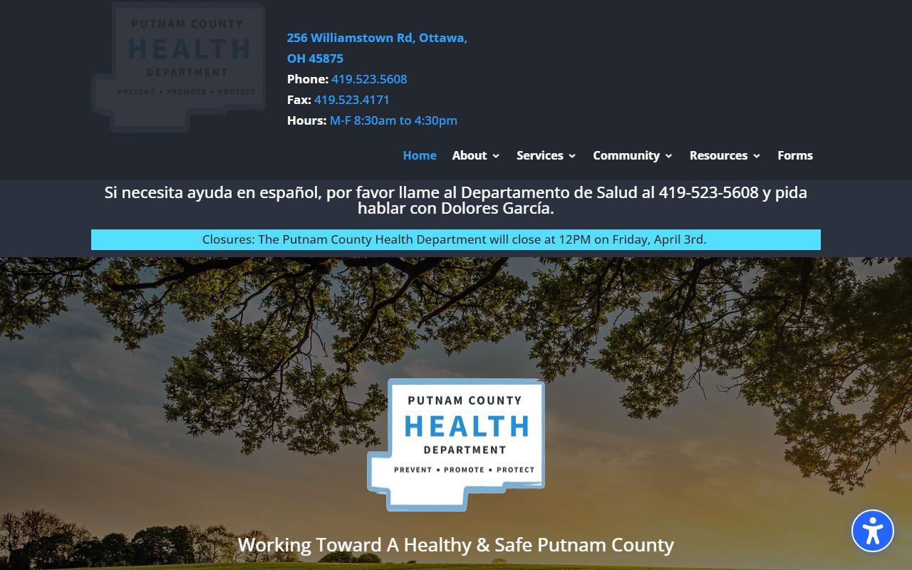Putnam County Health Department website for death records