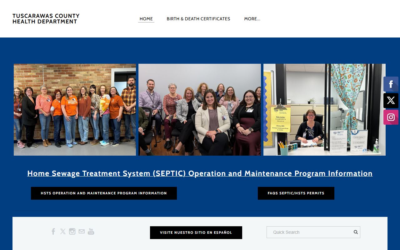 Tuscarawas County Health Department website for death records