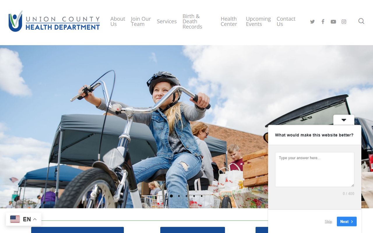 Union County Health Department website for death records