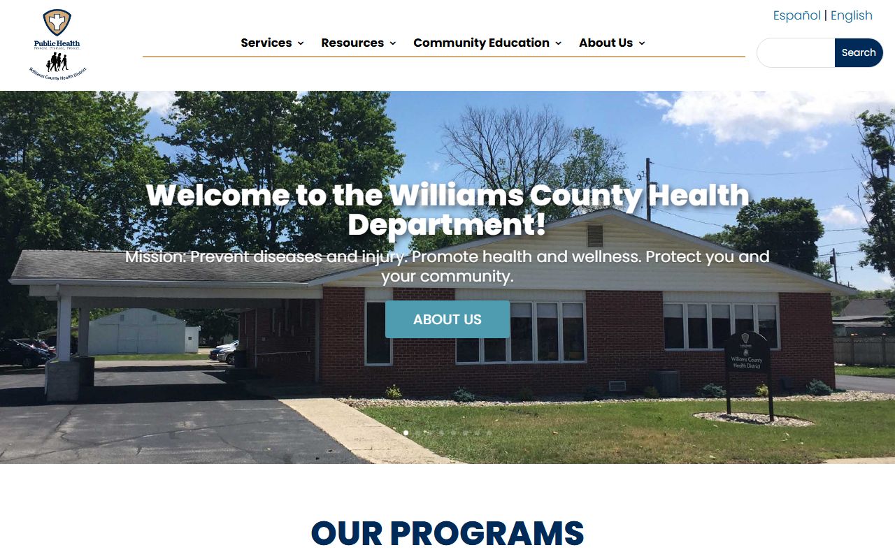 Williams County Health Department website for death records