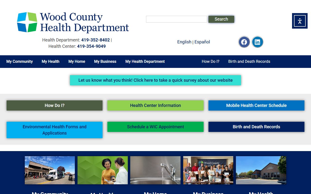Wood County Health Department website for death records